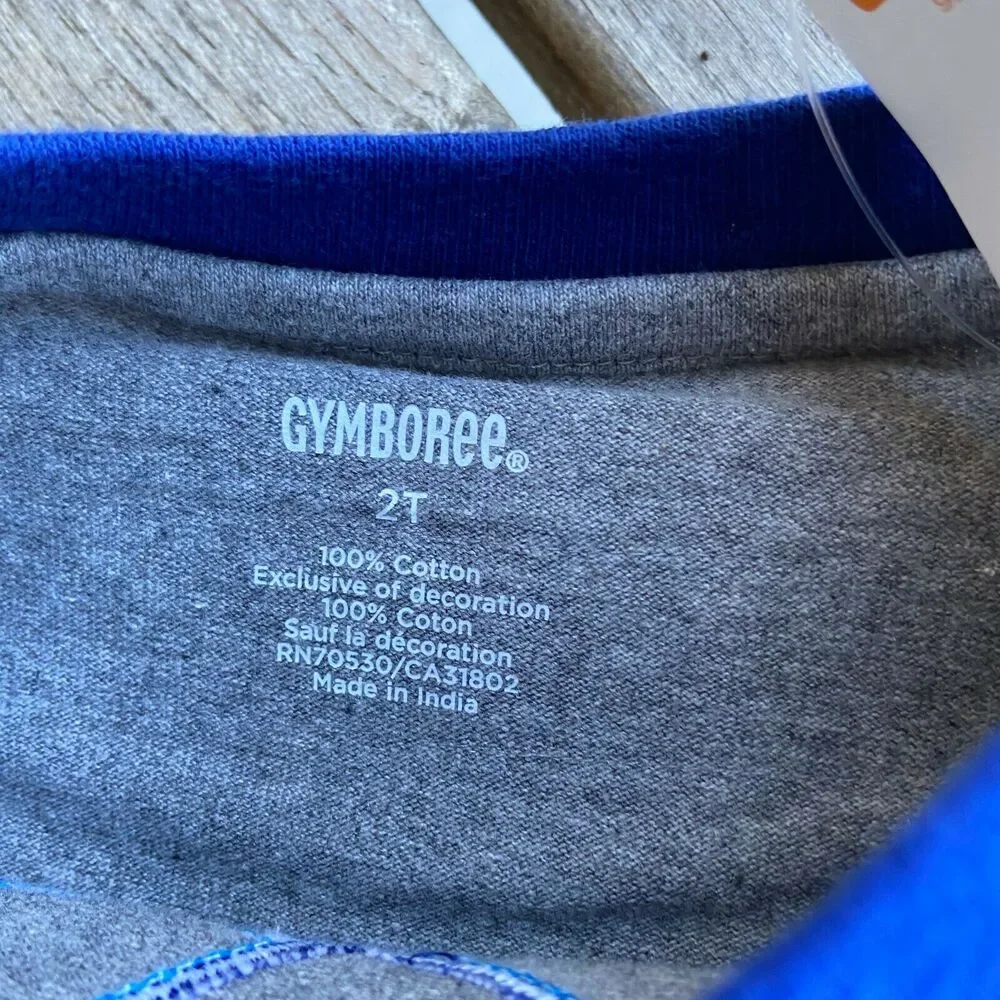 Gymboree Boys Shirt Size 2T Local Super Hero Cape Gray Blue Long Sleeve Star NEW
